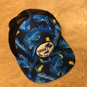A blue and black hat